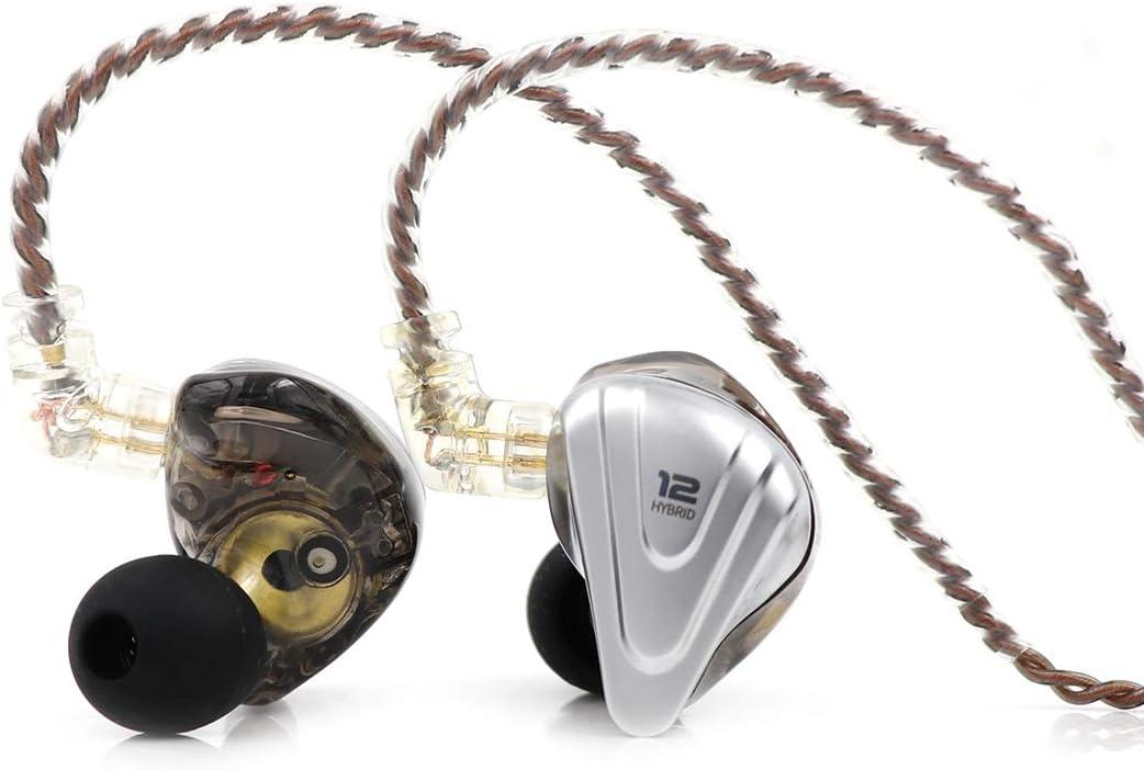 Linsoul KZ ZSX 5BA+1DD 6 Driver Hybrid in-Ear HiFi Earphones with Zinc Alloy Faceplate, Recessed 2 Pin Detachable Cable for Audiophile Musician (Without Mic, Black)