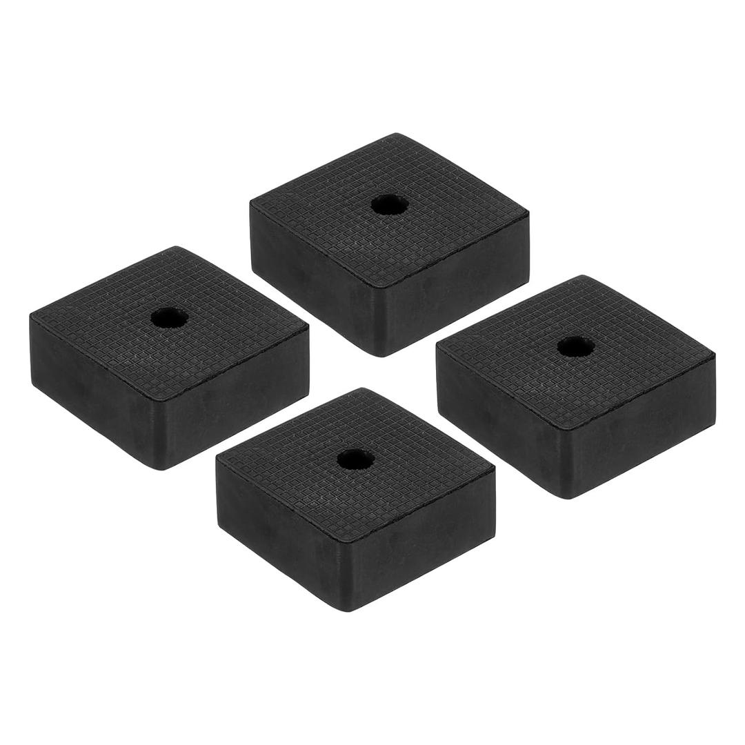 PATIKIL Rubber Anti-Vibration Pads, 4 Pcs Square Vibration Isolation Mats with Hole 1.97" x 1.97" x 0.8" for HVAC Air Conditioner Air Compressor Dryer, Black