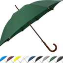 SoulRain 48" Large Umbrella Windproof Stick Umbrellas for Rain, Automatic Open, Vintage Cane green Umbrella with Classic Wooden Handle & Shaft,for Women & Men(Green)