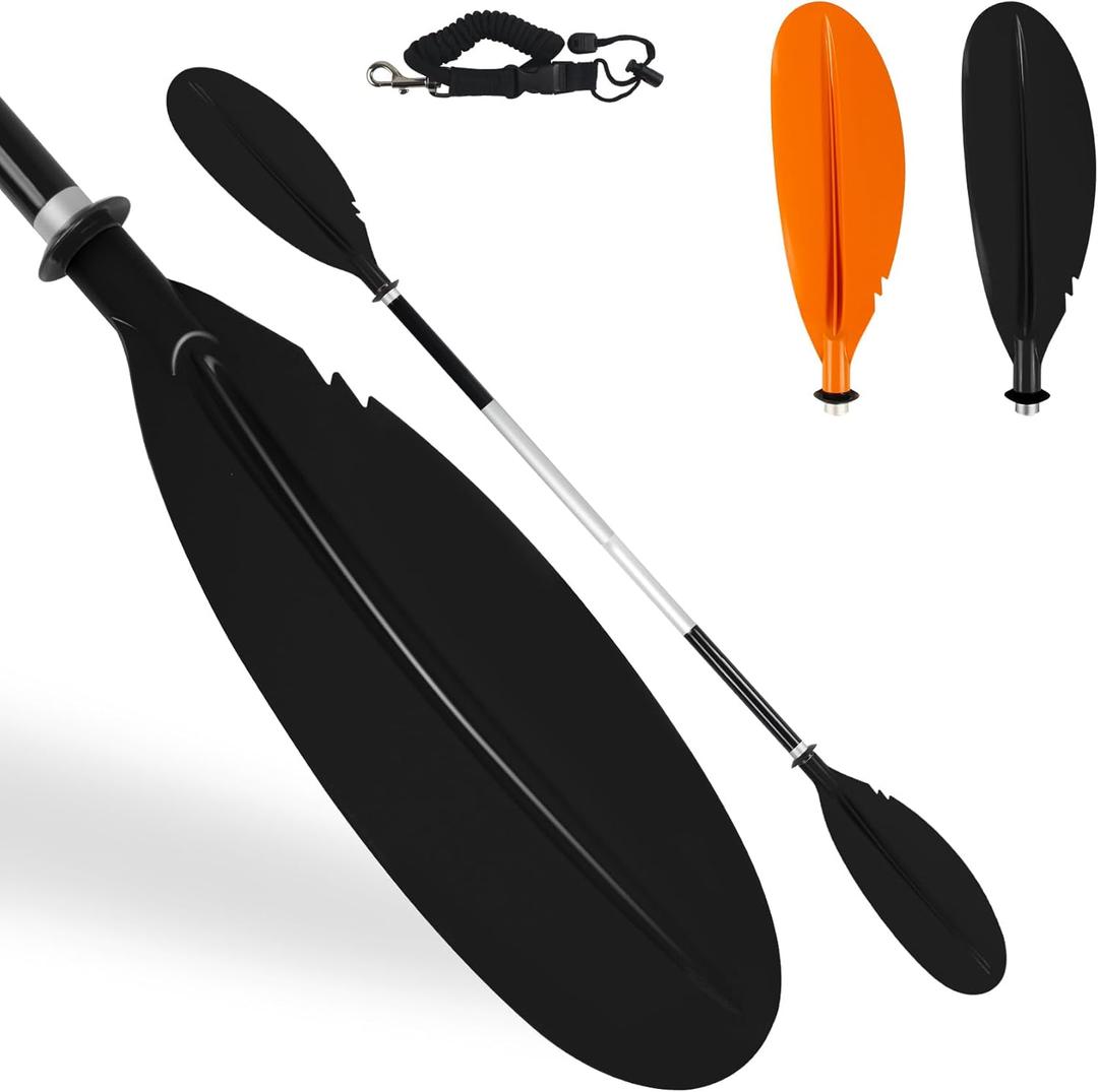 Kayak Paddle,88in 2 Parts Boat Oars Kayak Paddles,Heavy Duty Aluminum Alloy Shaft Float Lightweight Detachable Adjustable Fishing Kayak Paddle for Adults for Adults with Paddle Leash