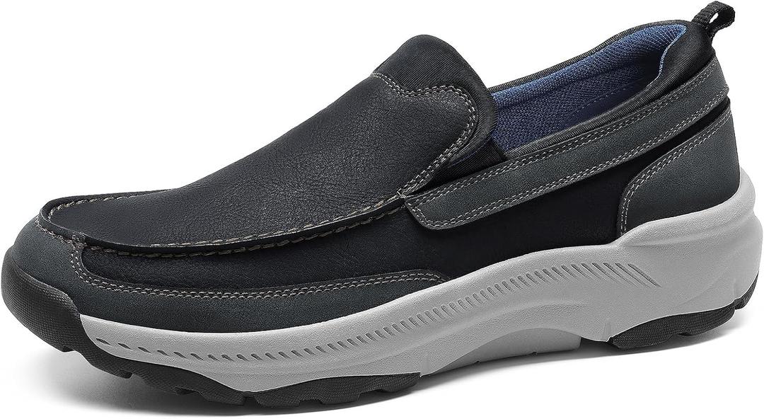 Cestfini Mens Orthopedic Slip On Walking Shoes (9.5, Black)