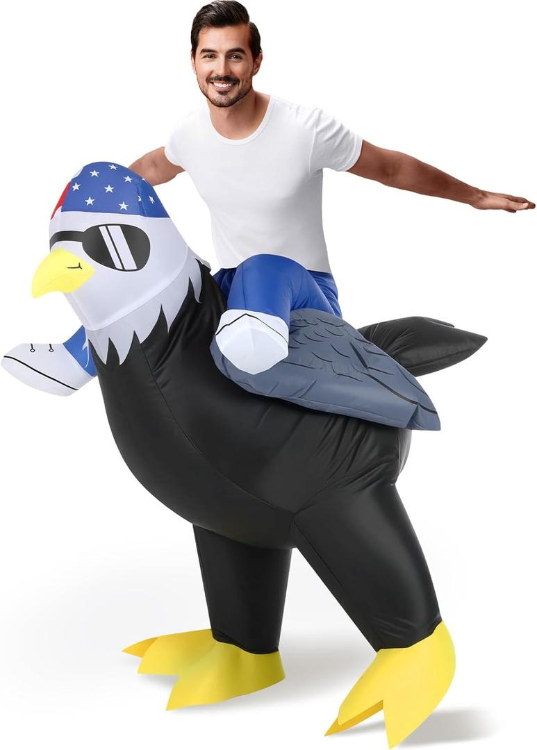 Inflatable Eagle Bald Bird Costume for Adult Student Teacher Independence Day Blow up Costumes for Patriotic Day