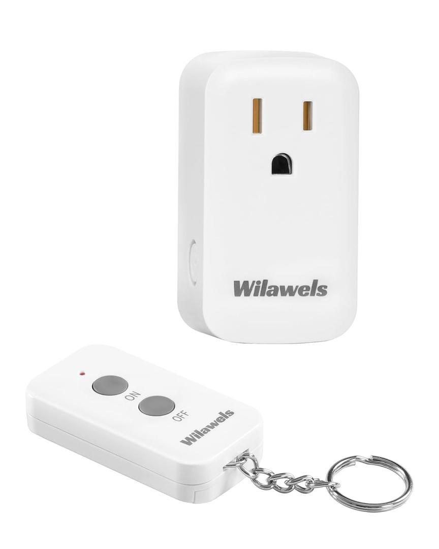 Remote Control Outlet Plug Wireless On Off Power Switch, WILAWELS Wireless Remote Light Switch for Lamp, Light, Fan, Programmable, Compact, 100ft RF Range, FCC Listed, Battery Included W02RC1106