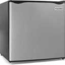 Igloo 1.6 Cu.Ft Mini Fridge with Freezer - Single Door Compact Refrigerator with Glass Shelves for Homes, Dorms & Offices - Keep Drinks & Frozen Foods Cool with Temperature Control Fridge - Platinum