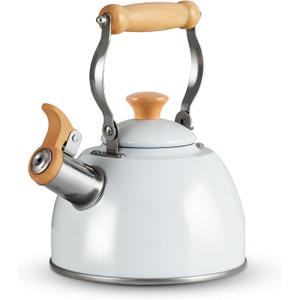 ROCKURWOK Tea Kettle, Tea Pot with Cool Touch Ergonomic Handle, Teapot Food Grade Stainless Steel, Tea Kettle Stovetop, Kettle Teapot, Whistling Tea Kettle, Small Tea Pot, 1.6 Quart (White)