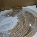 22 Hand Woven Rattan Chandelier 5 Round Adjustable Boho Pendant Light Farmhouse Large Brass Pendant Lighting Fixtures for Dining Room Kitchen Island Living Room, UL Listed