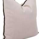 Howard Elliott Fluffy Throw Poly Insert Outdoor Pillow, Sunbrella Square Cushion Cover with Textured Trim Cording for Couch, Sofa, Indoor & Outdoor Use, 20 x 20 Inch, Seascape Sand