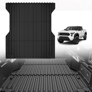 TripleAliners Truck Bed Mat Compatible with 2024 2025 Toyota Tacoma Accessories 5FT Vehicle Perfectly Flush All Weather Protection TPE Heavy Duty Pickup Car Bed Cargo Mat