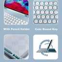 Galaxy Tab A11/A9 (8.7 Inch) Keyboard Case with S Pen Holder, Slim Round Key Cute Candy Magnetically Detachable Wireless Bluetooth Keyboard Cover, Mint Green