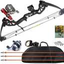 Bowfishing Bow Kit with Arrow Ready to Shoot Right Handed 15-45 LBS Draw Length 18"-29.5" Adjustable,Axle-to-Axle: 34.2",Complete Compound Bow Fishing Kit 2024 New