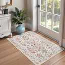 Maxsoft Small 2x3 Rugs for Entryway, Washable Floral Area Rugs for Entrance, Low Pile Thin and Non-Slip Throw Carpet for Kitchen Floor, Front Door Indoor Door Mat, Bathroom, Bedroom Bedside, Pink