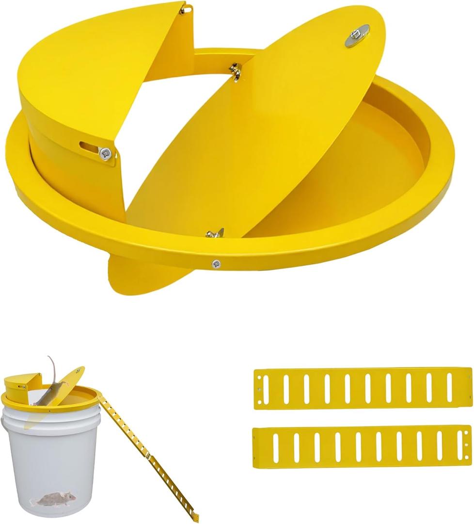 Bucket Lid Mouse Trap Metal 5 Gallon Bucket lid,Strong Metal Material That Cannot be Bitten, auto Reset, Repeat Catch, Indoor Outdoor, (1pack) (Yellow)