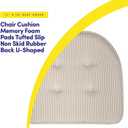 Sweet Home Collection Chair Cushion Memory Foam Pads Tufted Slip Non Skid Rubber Back U-Shaped 17" x 16" Seat Cover, 6 Count (Pack of 1), Pinstripe Taupe