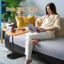 Simcat C Shaped Side Table,Adjustable Height C Table End Table for Couch,360Swivel Couch Side Tables Slide Laptop Desk for Sofa/Bed/Bathtub/Rotating Tabletop (Log), One Size