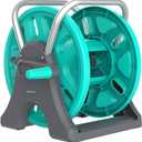 Garden Hose Reel Cart,Portable Hose Reel Holder Hold Up to 50-80 Feet of 5/8" Hose,Wall Mounted Water Hose Reel,Upgraded Plastic Wheels for Outside Car Washing, Watering (Blue, 80FT)