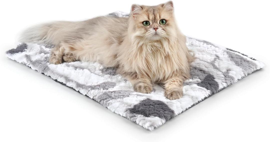 Self Warming Cat Bed, 24" x 18" Ultra Soft Cat Dog Pet Heating Pad for Indoor Outdoor, Non-Slip Heated Dog Mat Thermal Blanket (Gray)