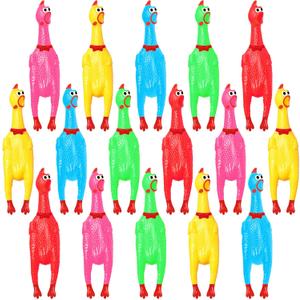 Sratte 16 Pack Screaming Chicken Toys Bulk Large Rubber Squeaking Chicken Toys for Pet Chew Gifts Prank Novelty Toy(12 Inch,Colorful)