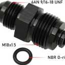 6AN Male Flare to M18x1.5 O Ring Seal Power Steering Adapter Fitting Connector Aluminum Black 2PCS