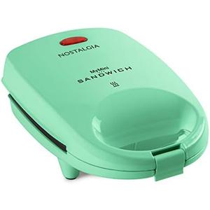 Nostalgia MyMini Personal Sandwich Maker, Nonstick Panini Press, Pizza Pockets, Quesadillas, Mint Green