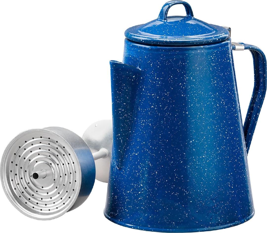 8 Cup Camping Enamel Coffee Percolator Made by Caddis Sports