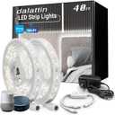 dalattin WIFI White LED Strip Lights, 40ft Dimmable Super Bright 24V Led Tape, Work with Alexa and Google Assistant, Timer Schedule 6500K 720 LEDs Lights for Bedrooms, Mirror, Kitchen, Home Decoration