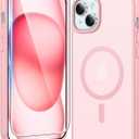 FNTCASE for iPhone 15 Case Matte: iPhone 14/13 Case Magnetic Phone Cases with Screen Protector Compatible with Magsafe Slim Anti Yellowing Rugged Protective Translucent Cell Cover (C-Pink)
