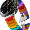 Rainbow Bands Compatible with Galaxy Watch Ultra 2/1 47mm Band for Men Women, Colorful Aluminum Metal Band Replacement Strap for Galaxy Watch 8/7 Ultra 47mm (2025/2024)