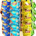 Chip Rack Display Stand, 5 Tier 40 Clips Snack Organizer with Rotating Wooden Base, Chip Holder Stand Candy Display for Countertop, Concession Stand, Party, Retail, Office Snack Display Rack