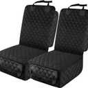 PETICON Waterproof Front Seat Car Cover 2 Pack, Full Protection Dog Car Seat Cover with Side Flaps, Nonslip Scratchproof Captain Chair Seat Cover Fits for Cars, Trucks, SUVs, Jeep, Black