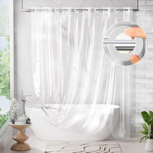 AmazerBath No Hook Shower Curtain and Liner 3-in-1, 100% EVA Luxury Soft Heavy Duty Clear Shower Liner, 72x75 Hookless Shower Curtain with 3 Heavyweight Stones (Rainbow Ethereal) AmazerBath No Hook Shower Curtain and Liner 3-in-1, 100% EVA Luxury Soft Heavy Duty Clear Shower Liner, 72x75 Hookless Shower Curtain with 3 Heavyweight Stones (Rainbow Ethereal)