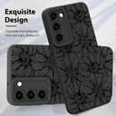 MZELQ for Samsung Galaxy S23 Case, Silicone Black Floral Flowers Sunflowers Cute Pattern, Camera Protection Soft Slim Phone Case for Girls Women
