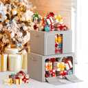 LeArex Clothes Storage Bins with Metal Frame Foldable Storage Box Clothes Organizers Storage Containers for Clothes Sheets Blankets Books Toys Gifts and Holiday Decorations, Pack of 3 Light Gray 100L(23.6''X16.5"X15.7")