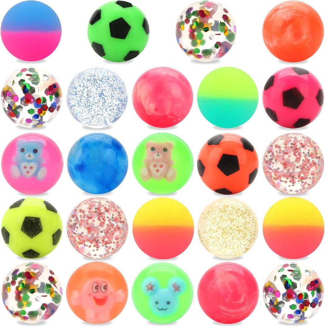 24pcs Bouncy Balls for Kids Treasure Box Toys for Classroom Party Favors for Toddlers Kids 3-5 4-8 8-12 Birthday Christmas Goodie Bag Stuffers Gifts