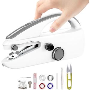 Handheld Sewing Machine,Two dear,Mini sewing machine,Easy to Use and Fast Stitch Suitable for Clothes,Fabrics, DIY Home Travel Electric Handheld Sewing Machine for Beginner.Grey