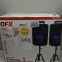 QFX PBX-800TWS 8-Inch TWS Bluetooth Stereo PA System with 2 8" Speakers, 2 Microphones, 2 Stands, and a Remote Control