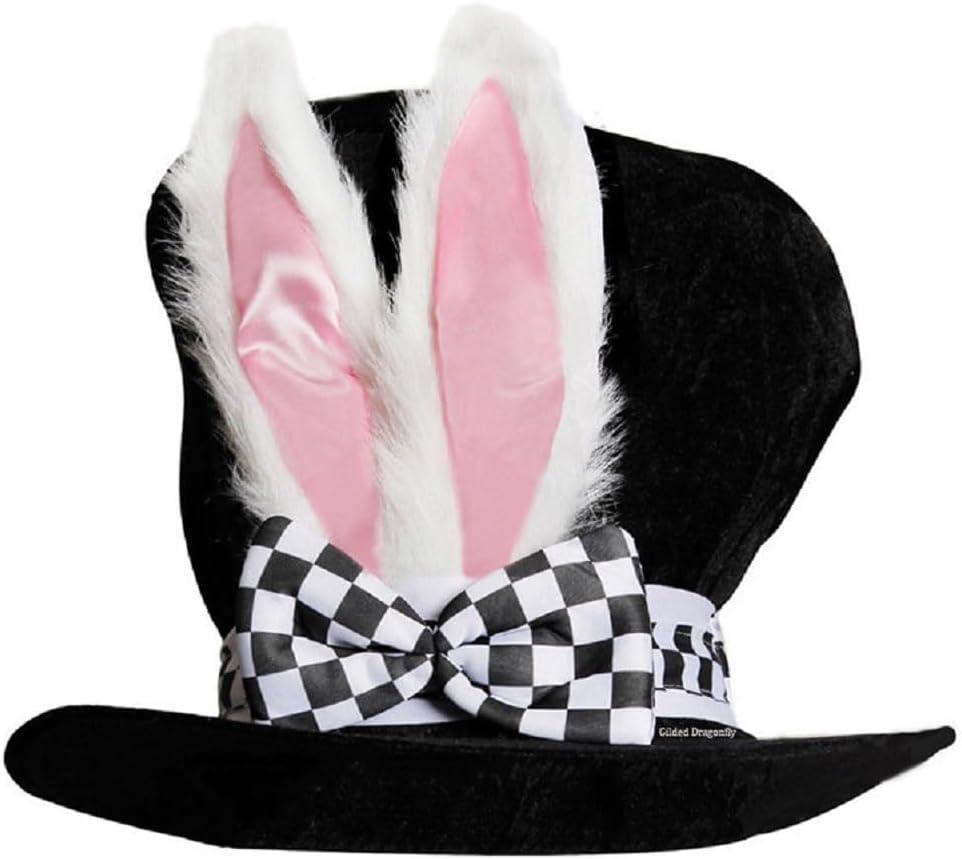 Easter Bunny Ear Top Hat Rabbit Black Plush Hat for Halloween Cosplay