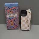 Petitian for iPhone 14 Pro Max Wallet Case - Women Girls Cute Girly Aesthetic Unique Design Leather Credit Card Holder Phone Cover Stand Wristband for iPhone 14 Pro Max, Khaki Checkered