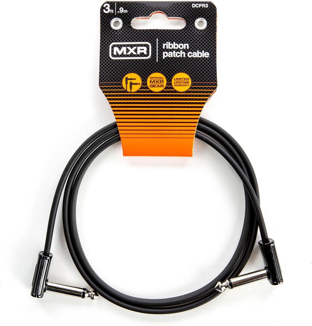 JIM DUNLOP, 1/4-Inch Right Angle MXR Ribbon Patch Cable 3 ft|0.9 m (DCPR3)