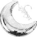 Cabilock Silver Mirror Disco Ball Moon Ornament, Retro Reflective Glass Hanging Decoration, Moon Wall Pendant Photo Props Home Decor for Bar, Party, Wedding, Dance, Events