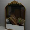 Arched Wall Mirror, 22" x 30" Vintage Carved Bathroom Mirror with Antique Bronze Aluminum Frame, Retro Decorative Wall Mirror for Bedroom, Living Room, Entryway, Fireplace & Hallway (Mounting Screws Not Included)