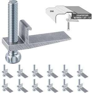 Dreyoo 12 Pack Sink Clips for Countertop Sinks, Heavy Duty J Channel Mounting Clips for Drop In Installation, Adjustable Hardware for Thick Countertops up to 2" (51mm)(Classic Style)