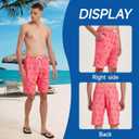 Mens Swim Trunks Swim Shorts Swimwear Swimsuit Beach Shorts Bathing Suits Quick Dry Waterproof (Pink, L)