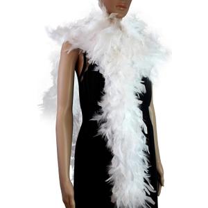 80 Gram 2 Yards Long Turkey Chandelle Feather Boa 10 Color, Great for Party, Wedding, Halloween Costume, Christmas Tree Decoration (White Color)