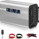 1000W Pure Sine Wave Inverter,12V/24V AutoDetect, 50Hz/60Hz Switchable, LCD Display, Type-C Fast Charging, Silent Design, Overload & Overheat Protection for RV, Home