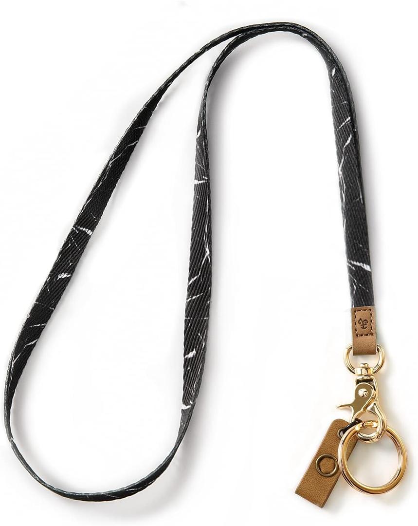 MNGARISTA Neck Keys Lanyard for Women, Durable Floral ID Lanyards with Keyring and Clasp for ID Badges, School ID or Wallets, Marble