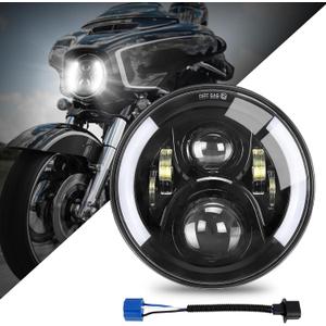 SUPAREE 7 Inch LED Motorcycle Headlight with Turn Signal: Black Motorcycle Headlight Compatible with Touring Road King Ultra Classic Electra Street Glide Tri Cvo Heritage Softail Slim Deluxe Fatboy