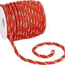 PH PandaHall 5mm Red Gold Rope 19 Yards Decorative New Year Cord Trim Craft Window Rope Handmade Cording Handfasting Braided Cord for Sewing Upholstery Home Gift Wrapping