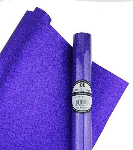 Best Creation Glitter Gift Wrap, 30 x 36-Inch, Purple, 1 Count