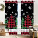 Hexagram Christmas Curtains for Living Room, Christmas Tree Curtains 84 Inch Length for Living Room 2 Panel Set, Winter Curtain for Bedroom, Xmas Tree Decoration