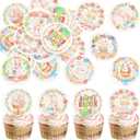 56 Pcs Easter Edible Cupcake Toppers with Bunny Egg Decorations for Birthday, Rabbit Theme Party and Baby Shower Party (Style 1)